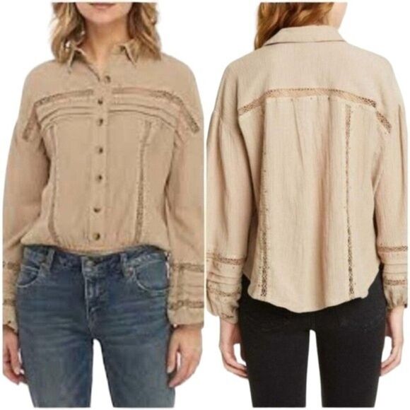 Free People Summer Stars Button Down Shirt Sz XS - Picture 1 of 15